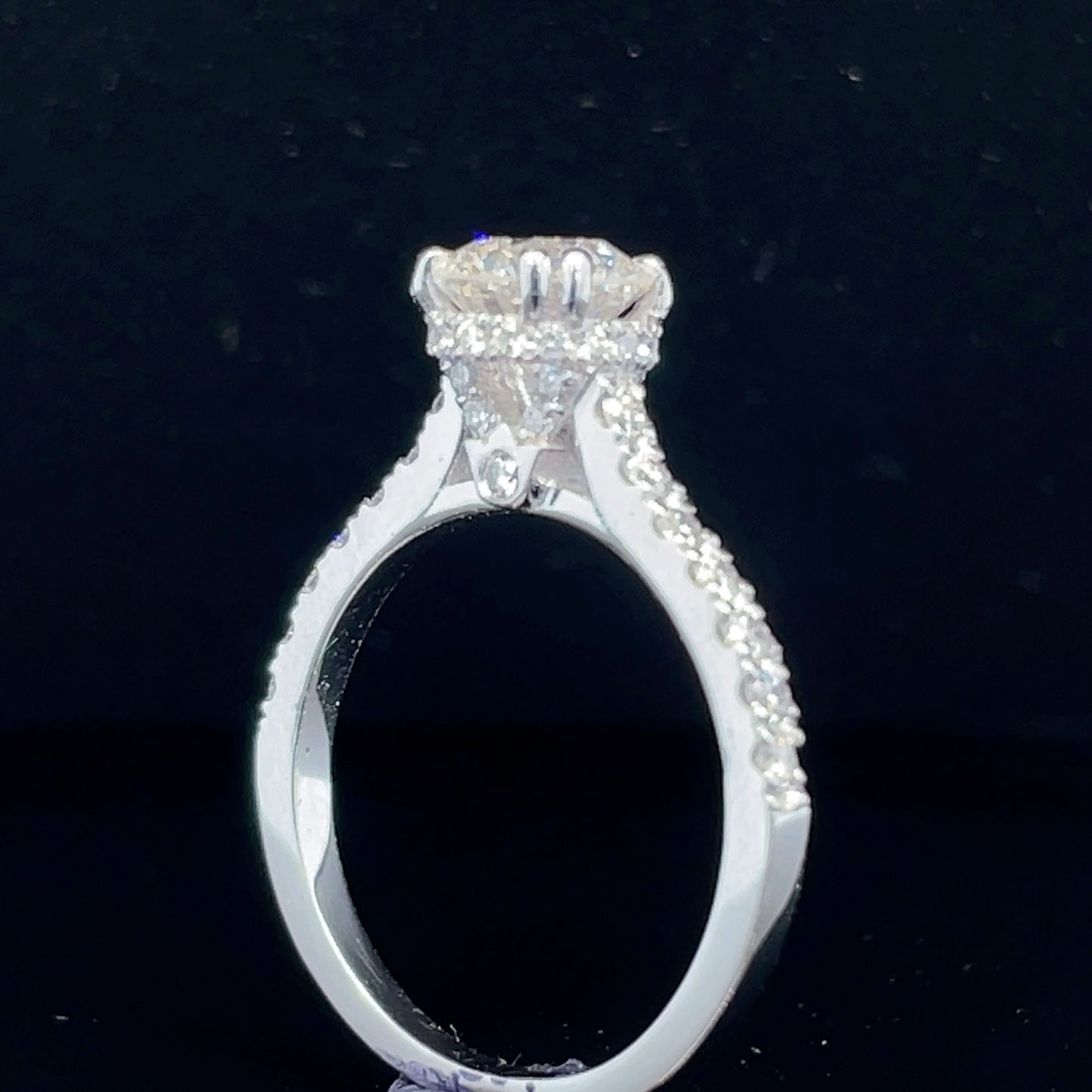 GIA Certified Custom-Made Round Diamond Hidden Halo Engagement Ring