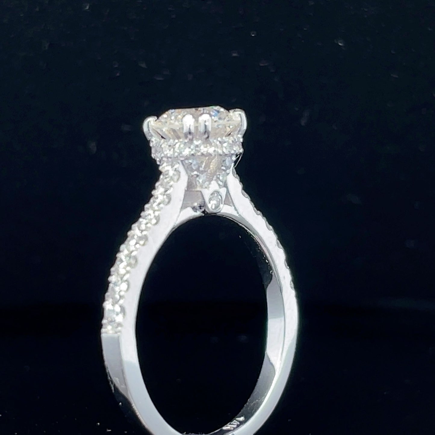 GIA Certified Custom-Made Round Diamond Hidden Halo Engagement Ring