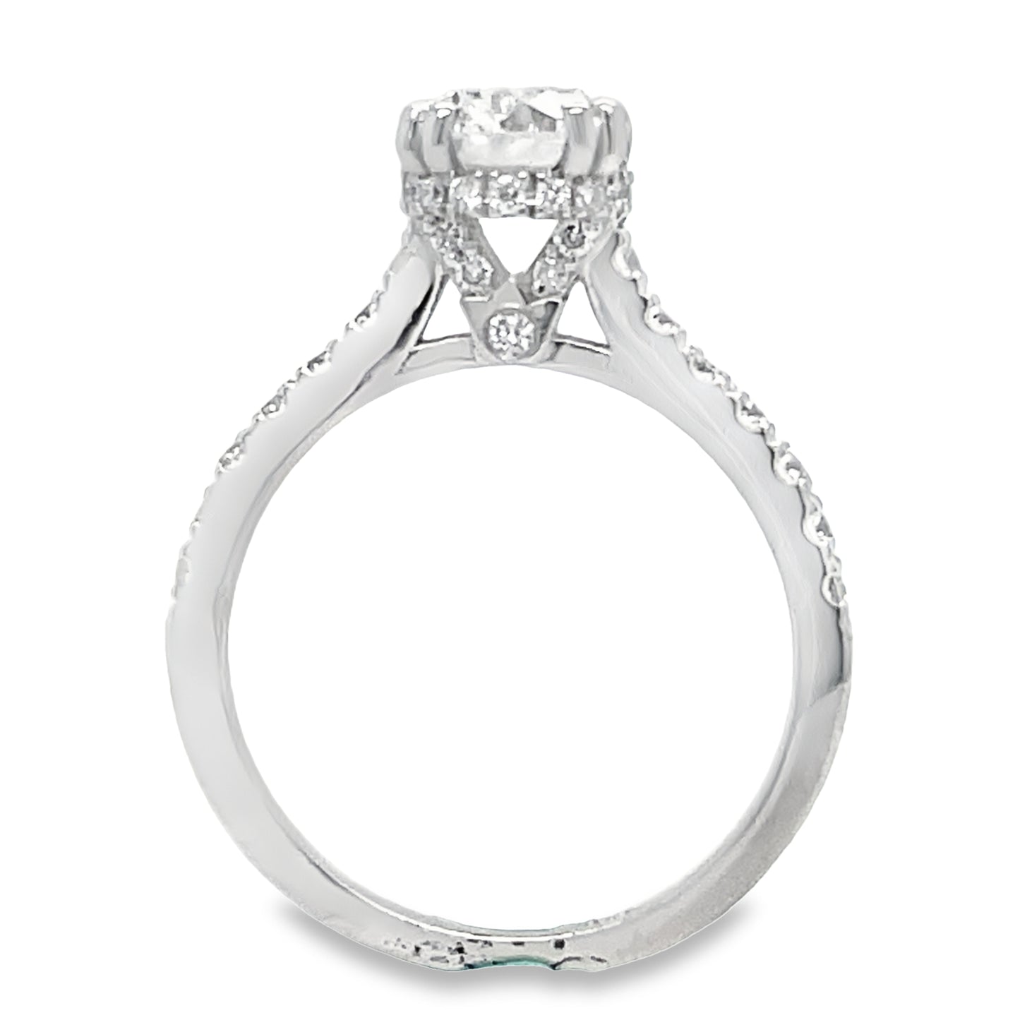 GIA Certified Custom-Made Round Diamond Hidden Halo Engagement Ring