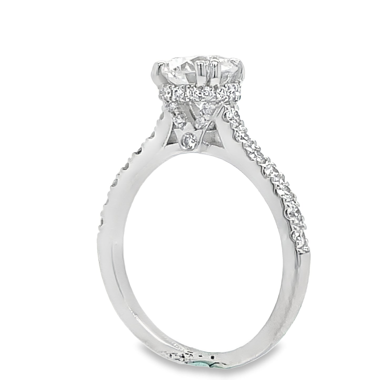 GIA Certified Custom-Made Round Diamond Hidden Halo Engagement Ring