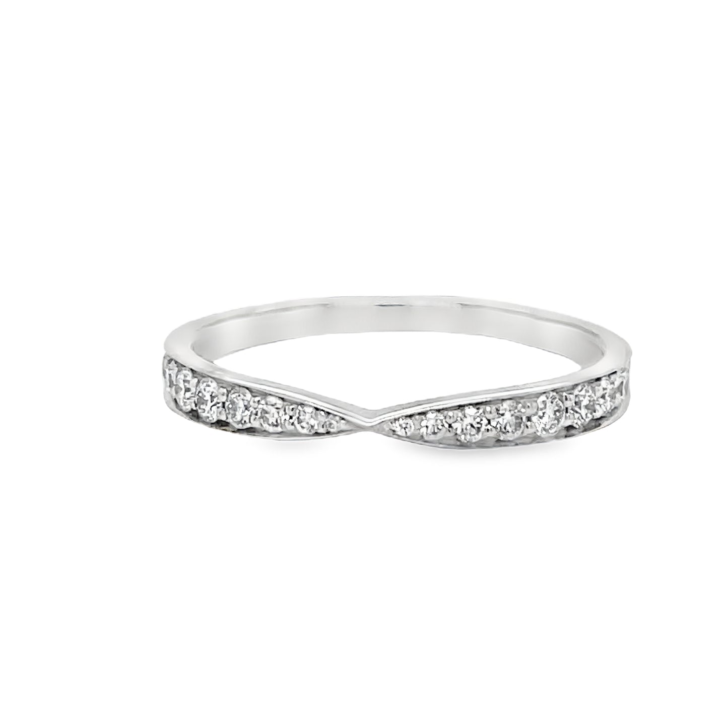 Estate Tiffany and Co. Graduated Diamond Wedding Band V Shape Top View