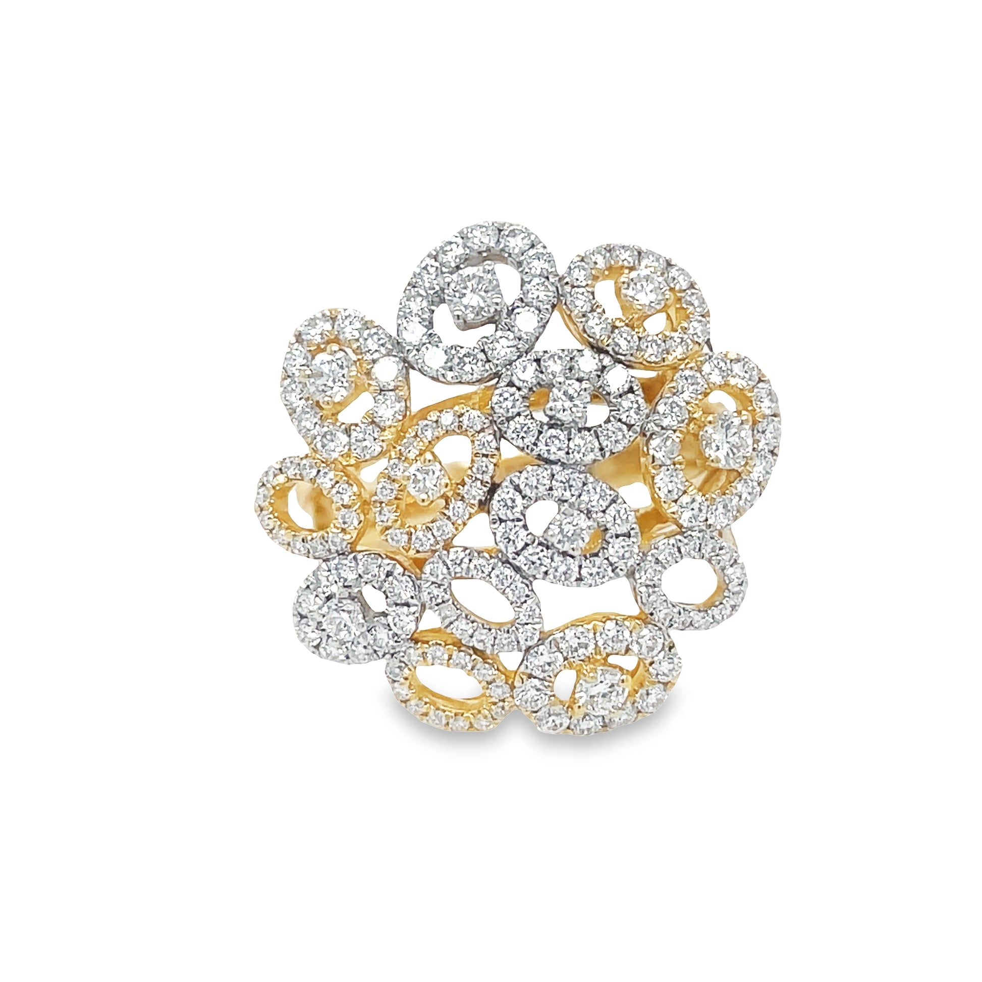 Two Tone Multi Oval Shape Diamond Fashion Ring Front view
