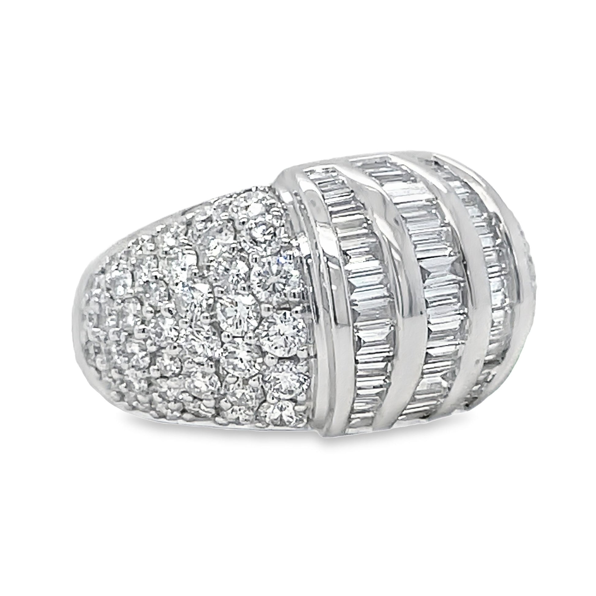 Stunning Mixed Cut Diamond Wide Ring Side view