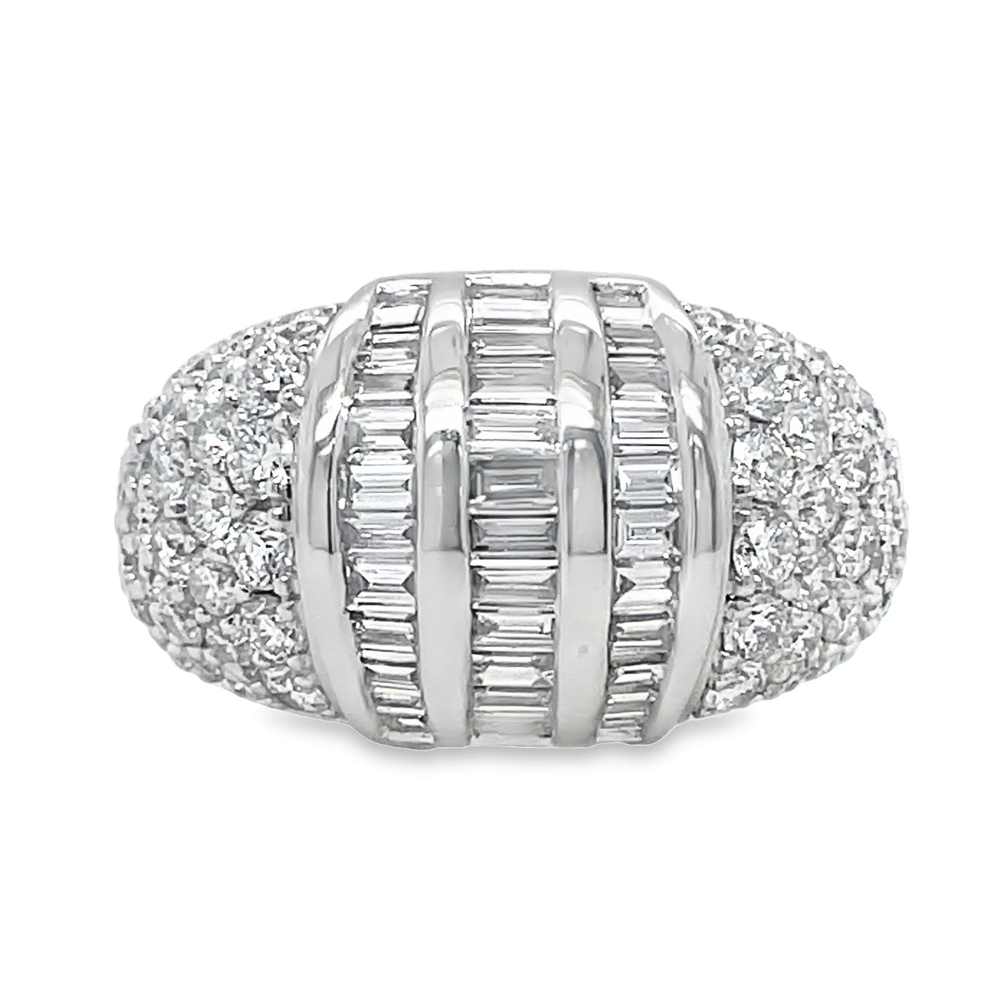 Stunning Mixed Cut Diamond Wide Ring Front view