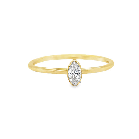 Front view of 18K Dainty Stackable Marquise Diamond Ring