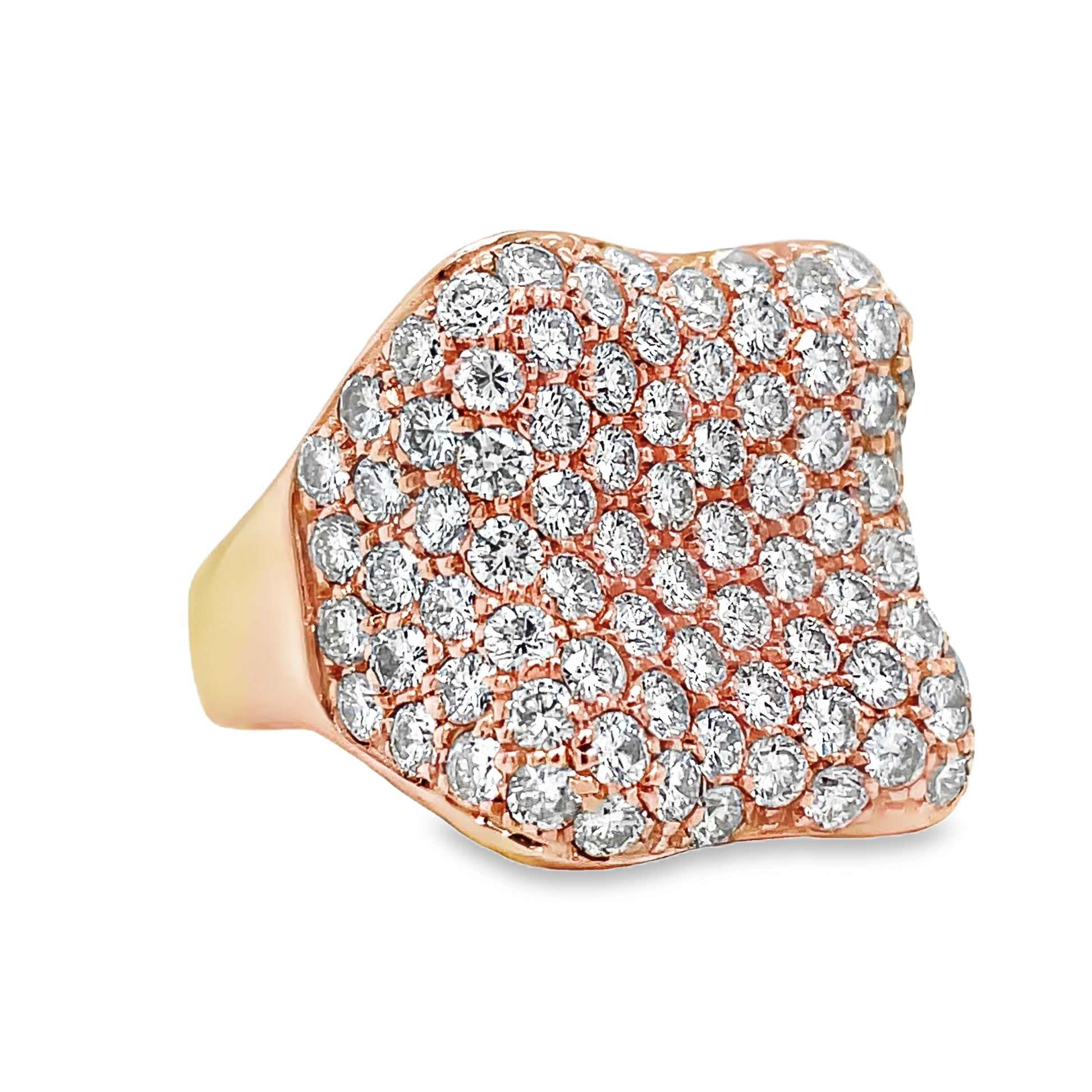 Diamond Pave Cocktail Wide Rose Gold Ring Side view