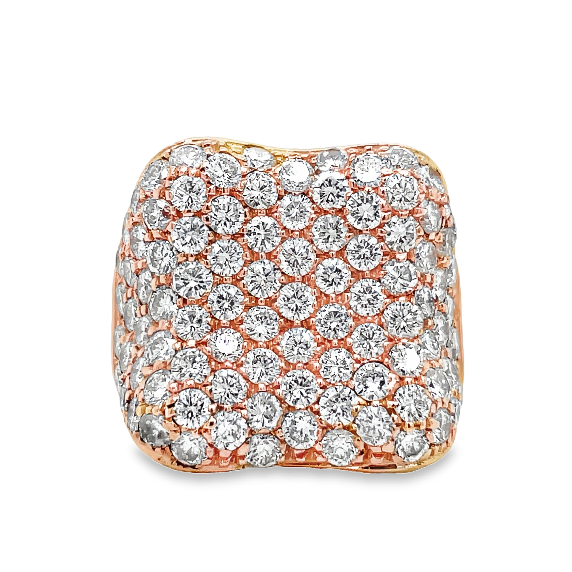 Diamond Pave Cocktail Wide Rose Gold Ring Front view