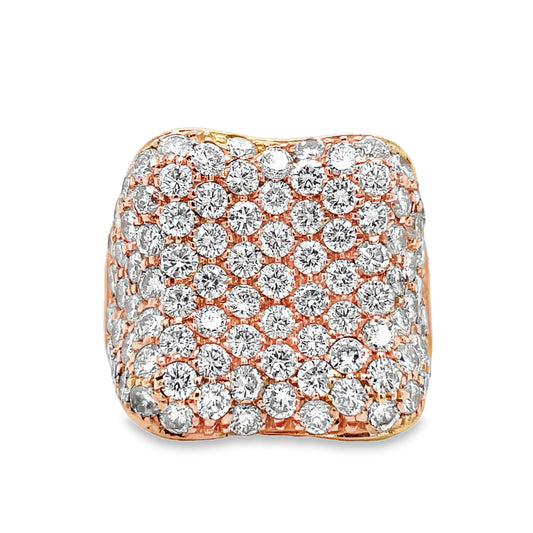 Diamond Pave Cocktail Wide Rose Gold Ring Front view