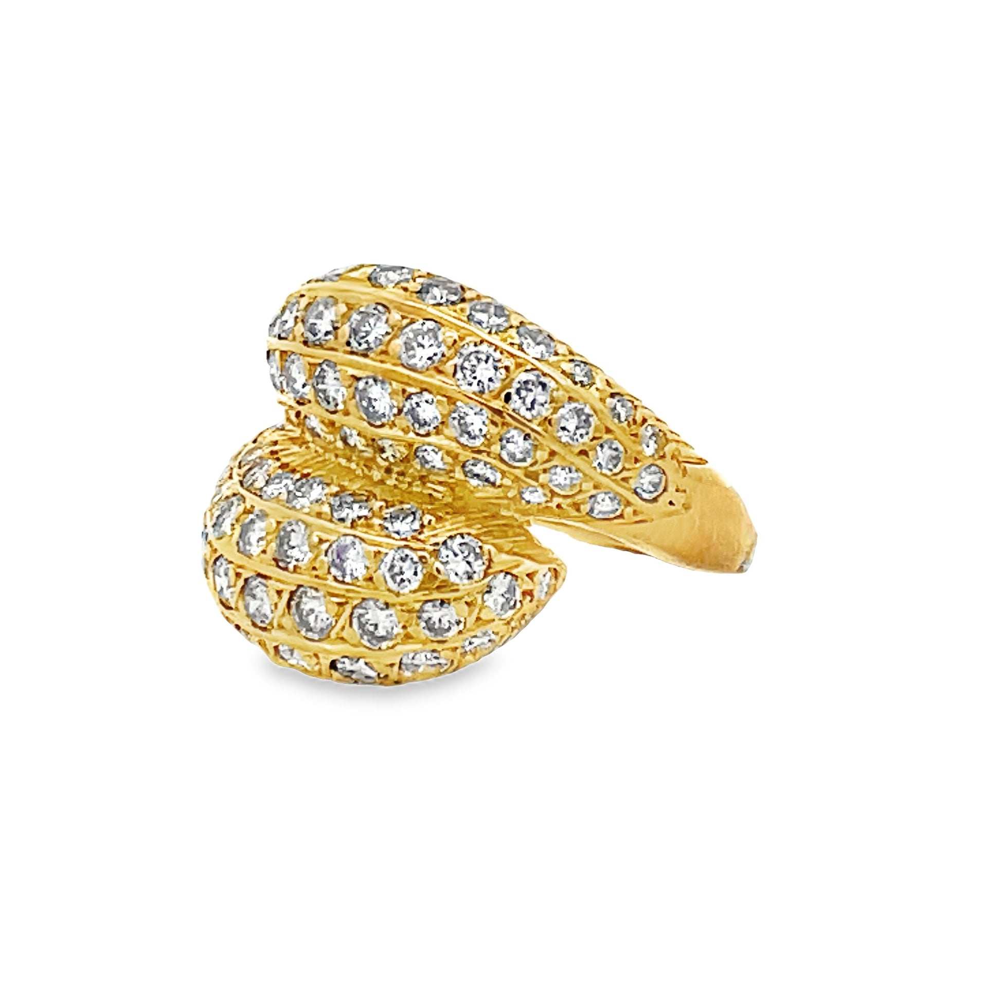 Side view of Estate 14k Yellow Gold Criss Cross Diamond Pave Ring 