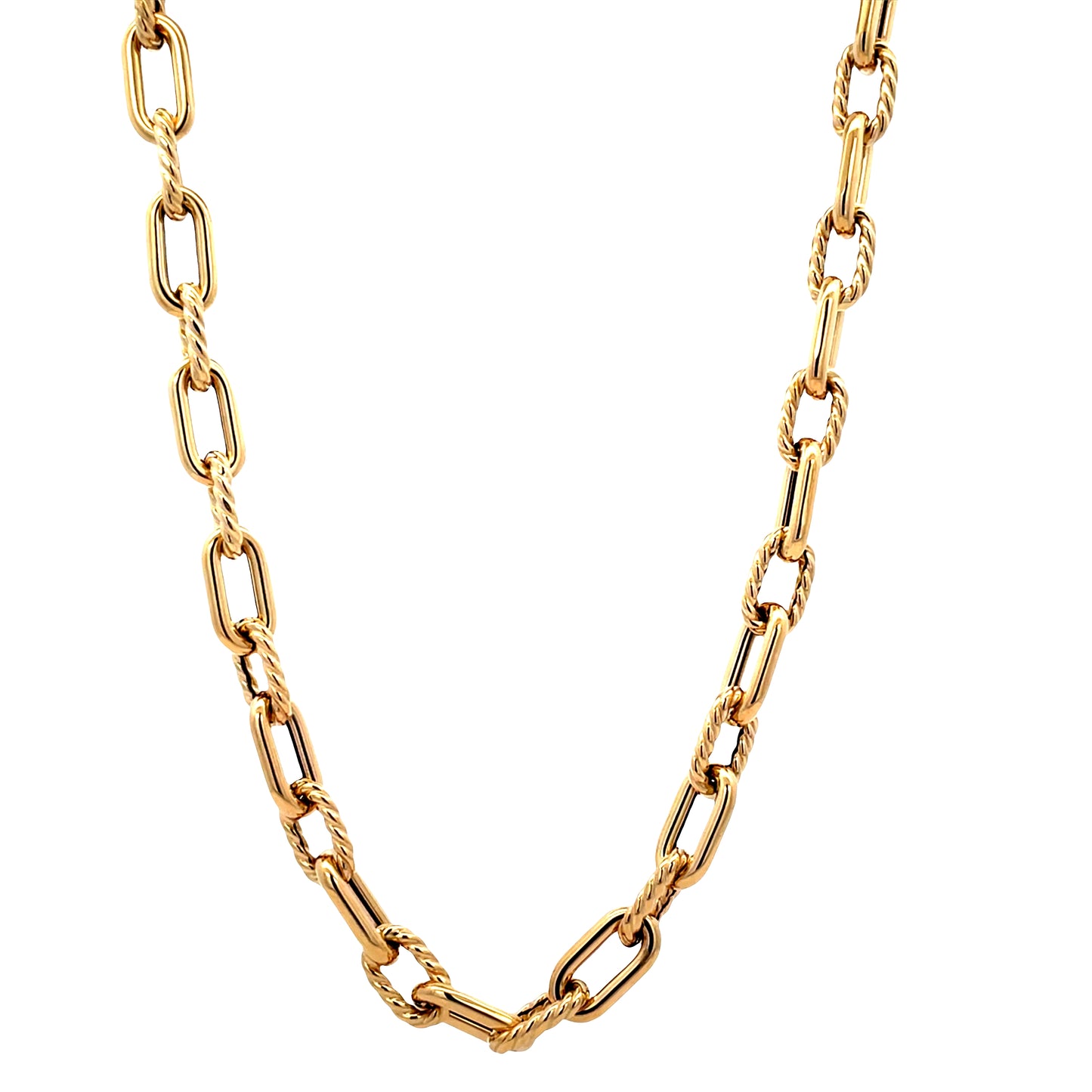 Front view of 14K Yellow Gold Alternated Corrugated Links 18"