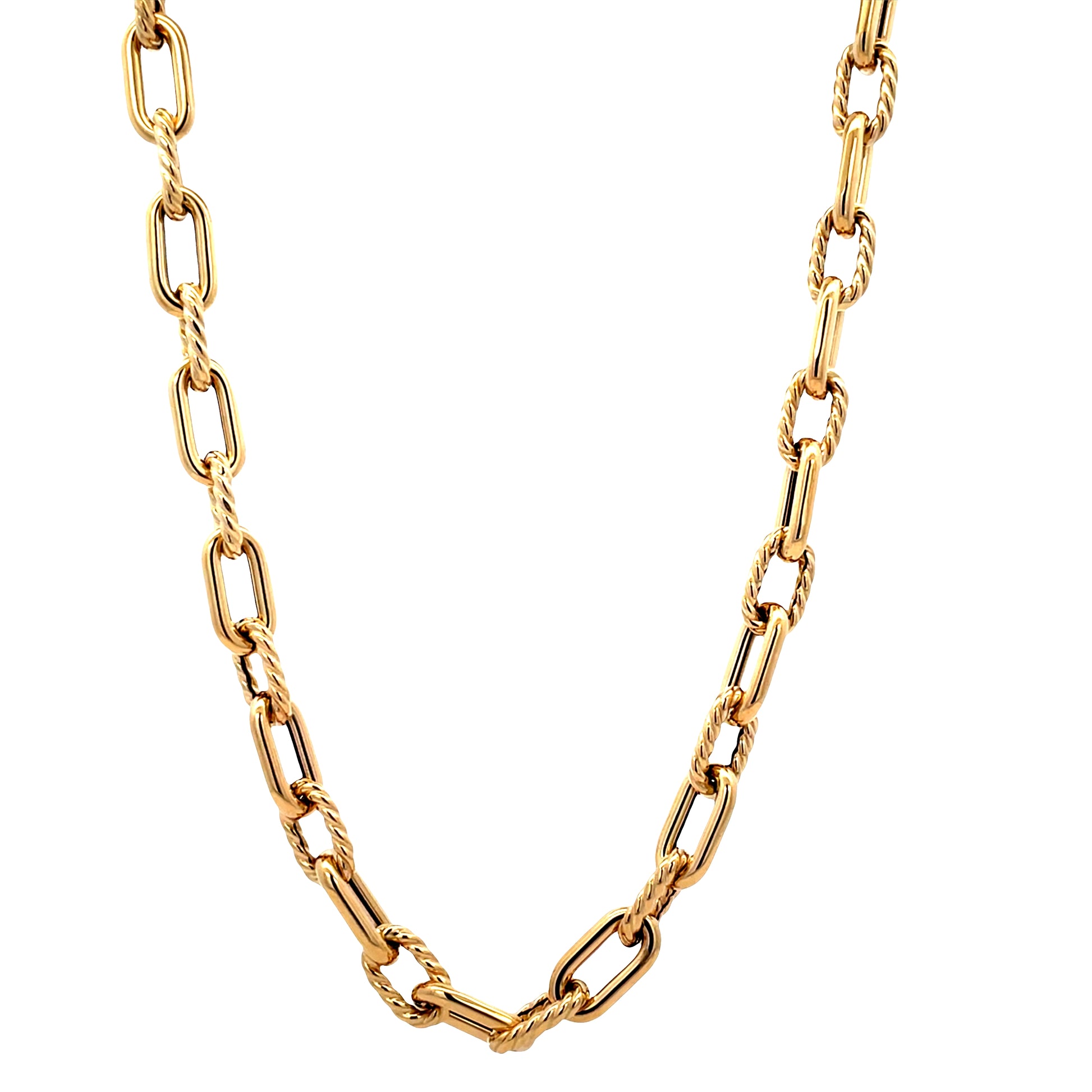 Front view of 14K Italian Made Yellow Gold Large Open Links 18" 