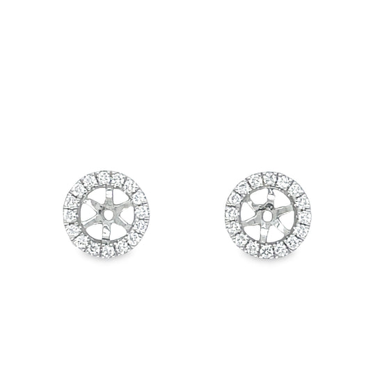 Front view of 18K Small Removable Round Diamond Jacket White Gold Earrings 0.31 cts