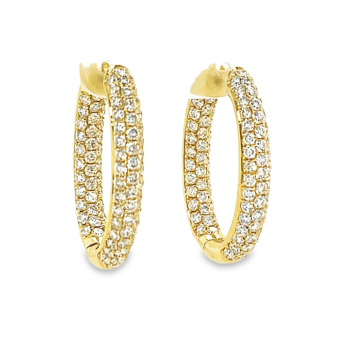 Diamond Pave Hoop Earrings Side view
