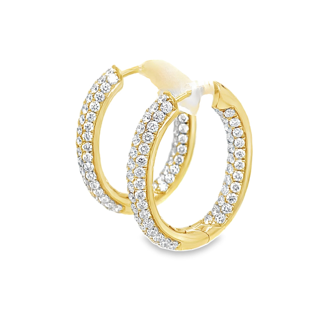 Diamond Pave Hoop Earrings Side view