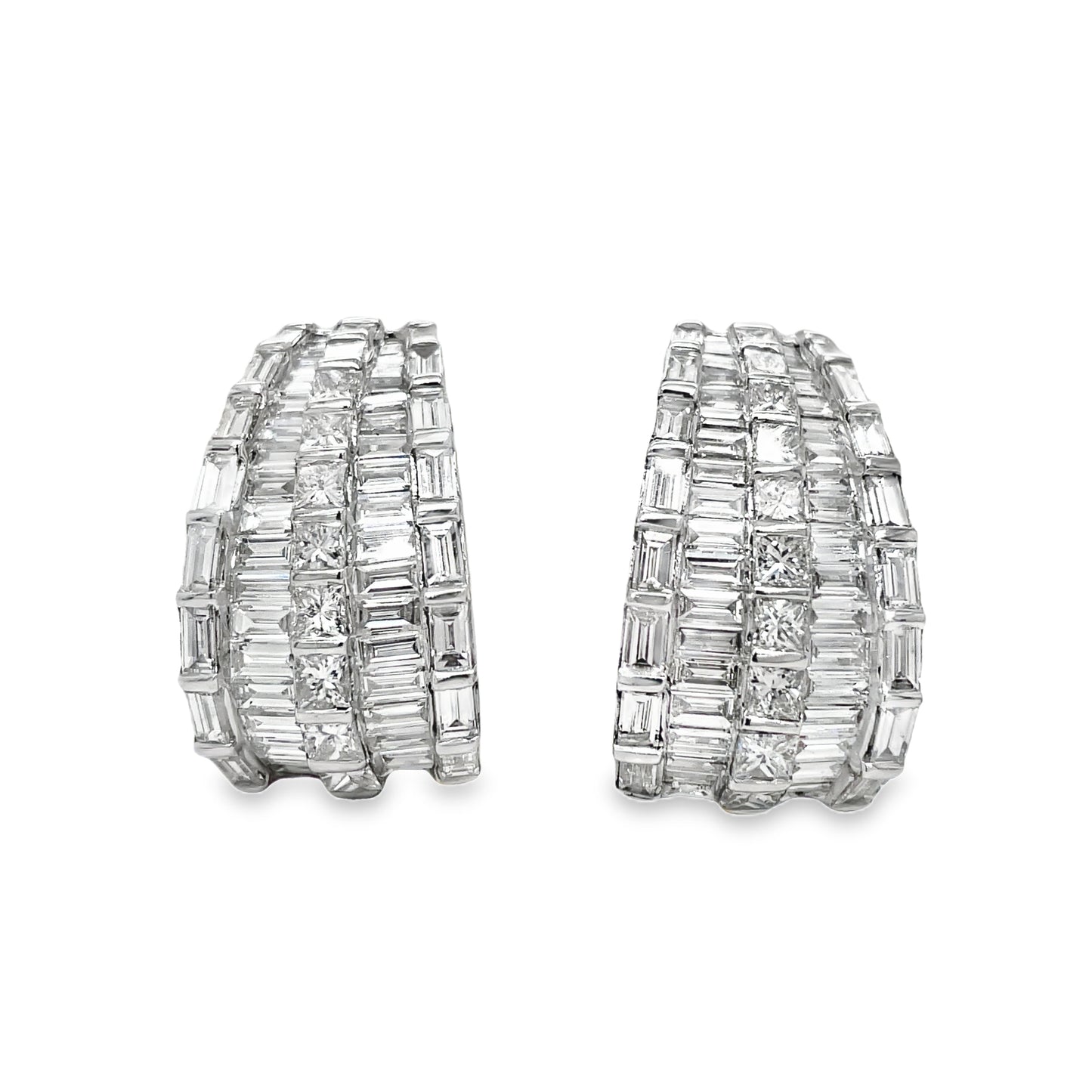 Front view of 18K Stunning Diamond Mixed Cut Drop Earrings 6.47 cts