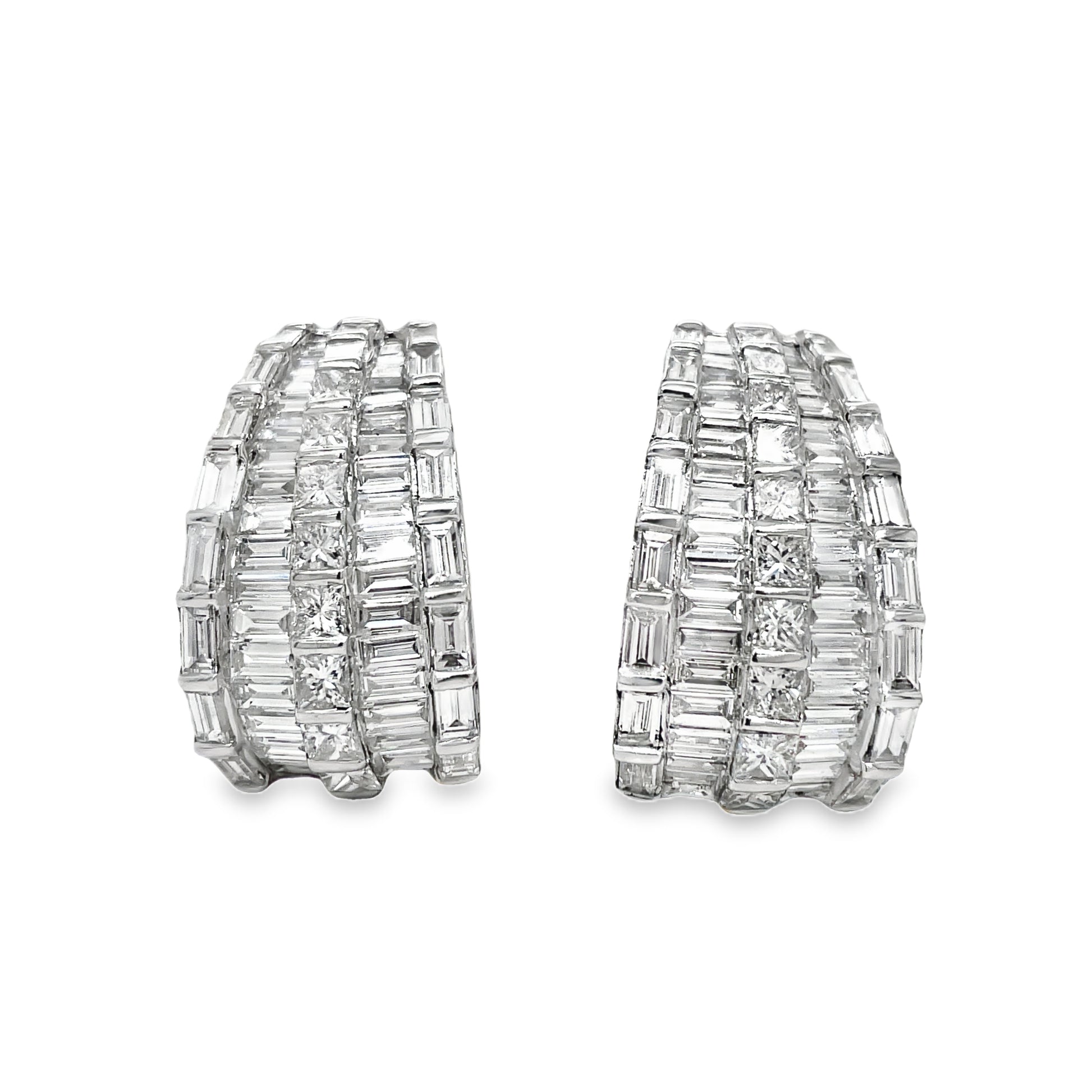 Front view of 18K Stunning Diamond Mixed Cut Drop Earrings 6.47 cts