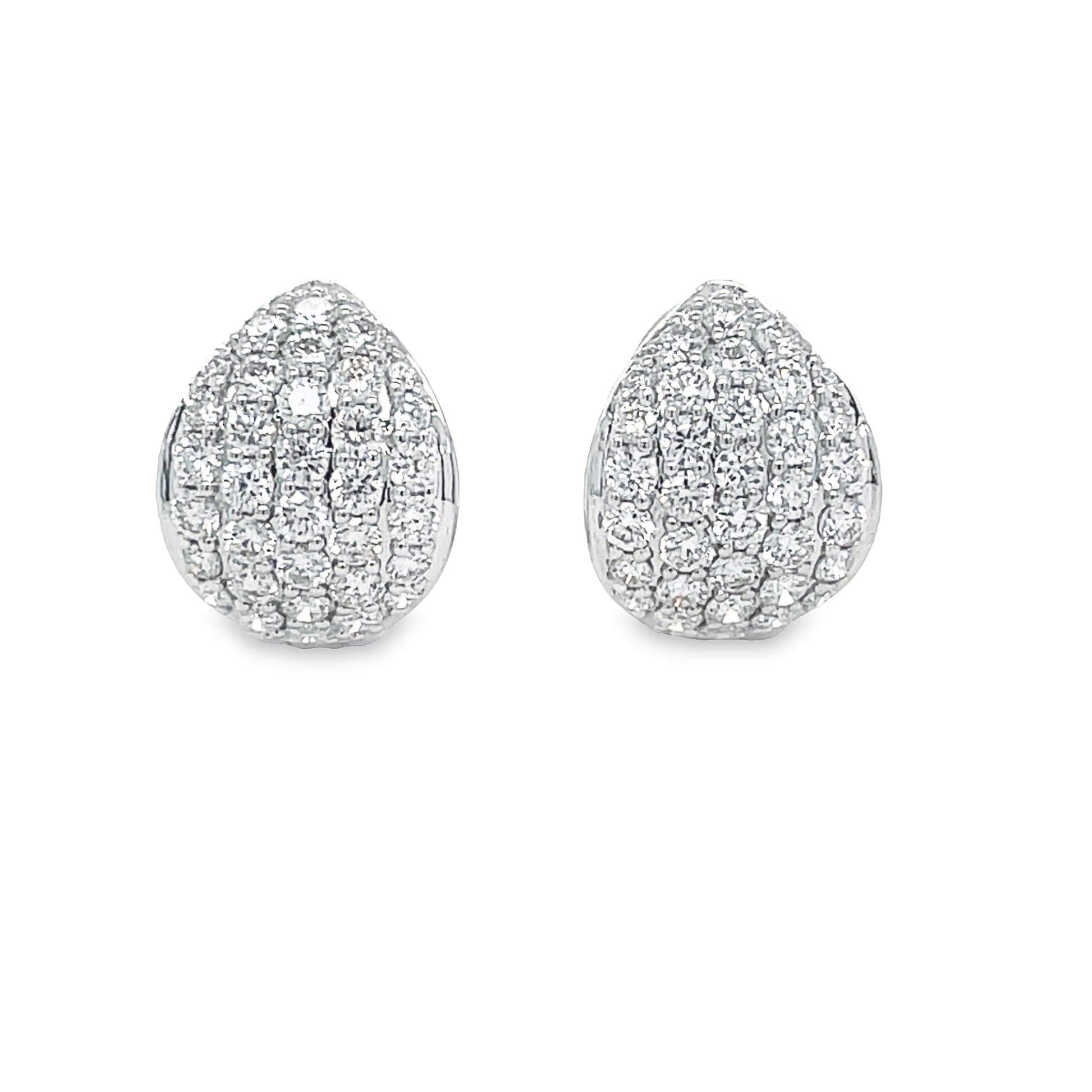 Drop Shape Diamond Huggie Earrings Front view 
