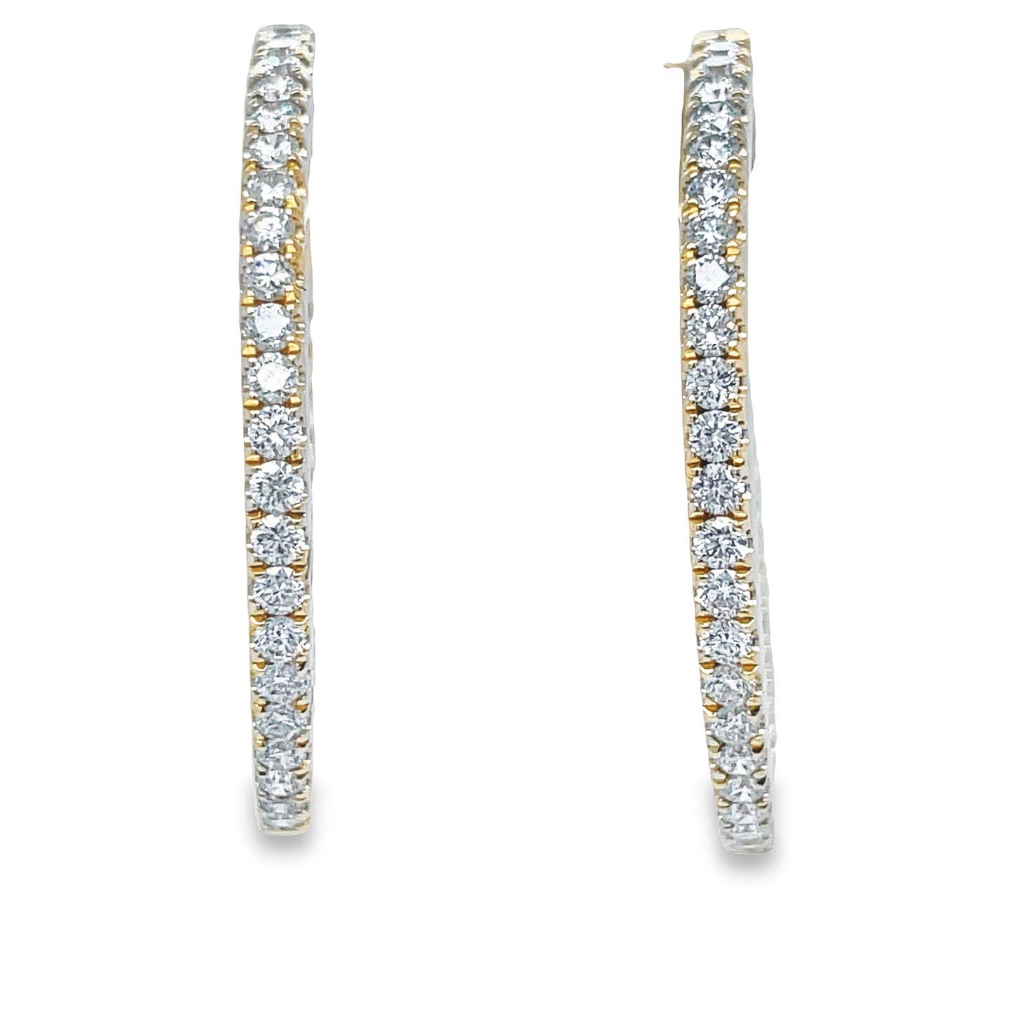Medium Diamond Inside-Out Yellow Hoop Earrings 1.54 cts Front view 
