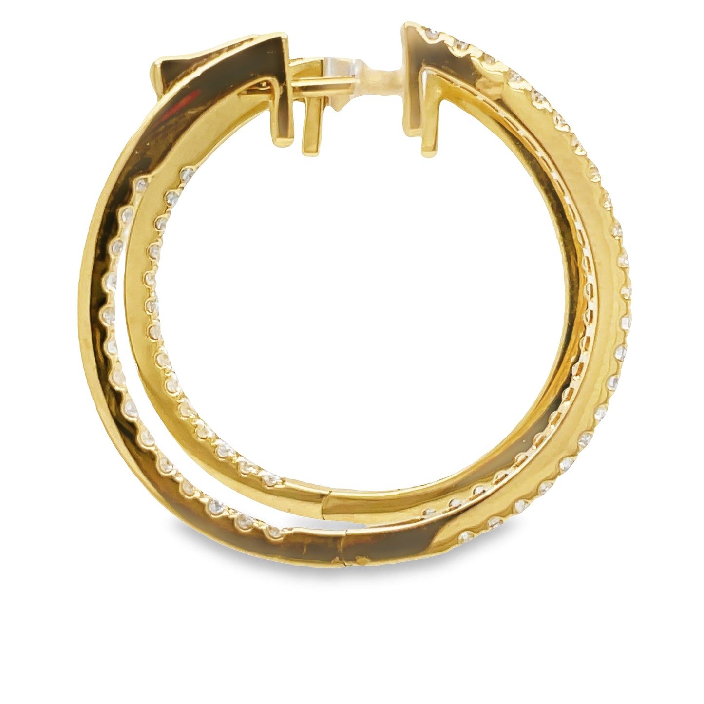Medium Diamond Inside-Out Yellow Hoop Earrings 1.54 cts Profile View