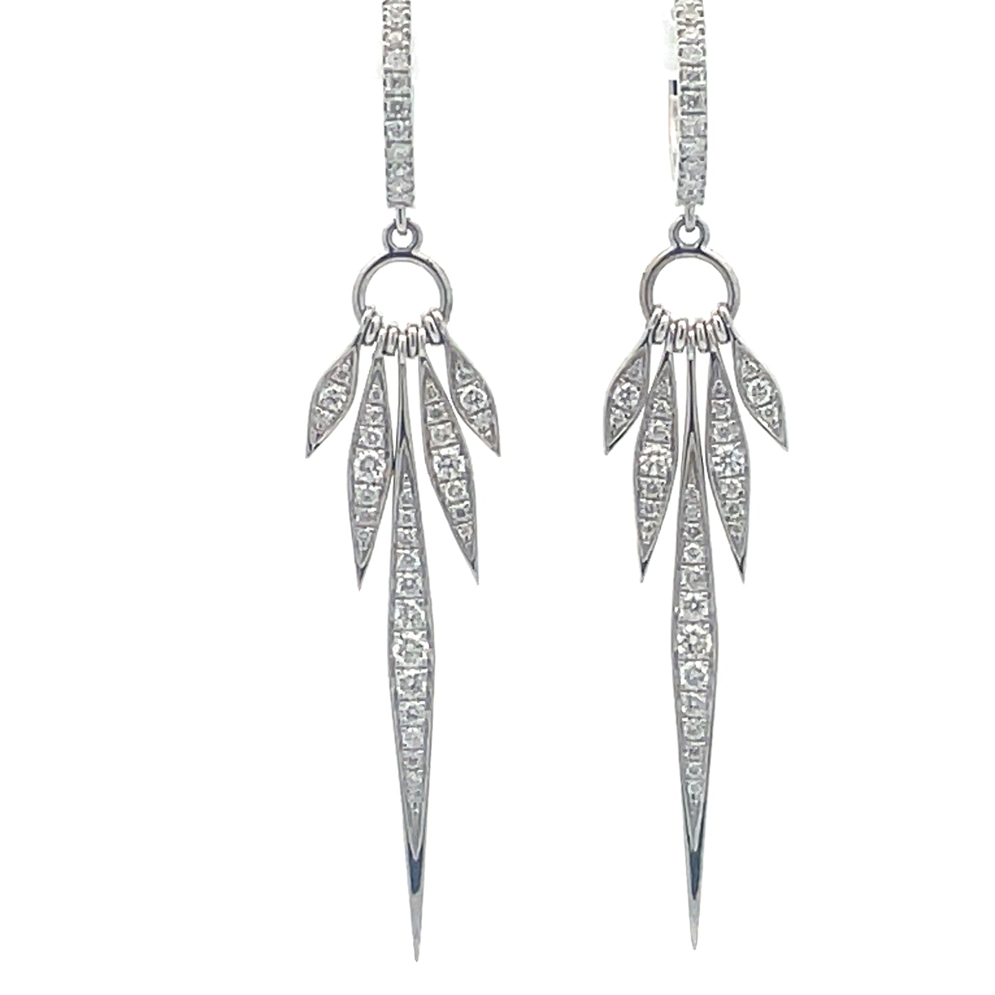 Five Spike Diamond Earrings Front view