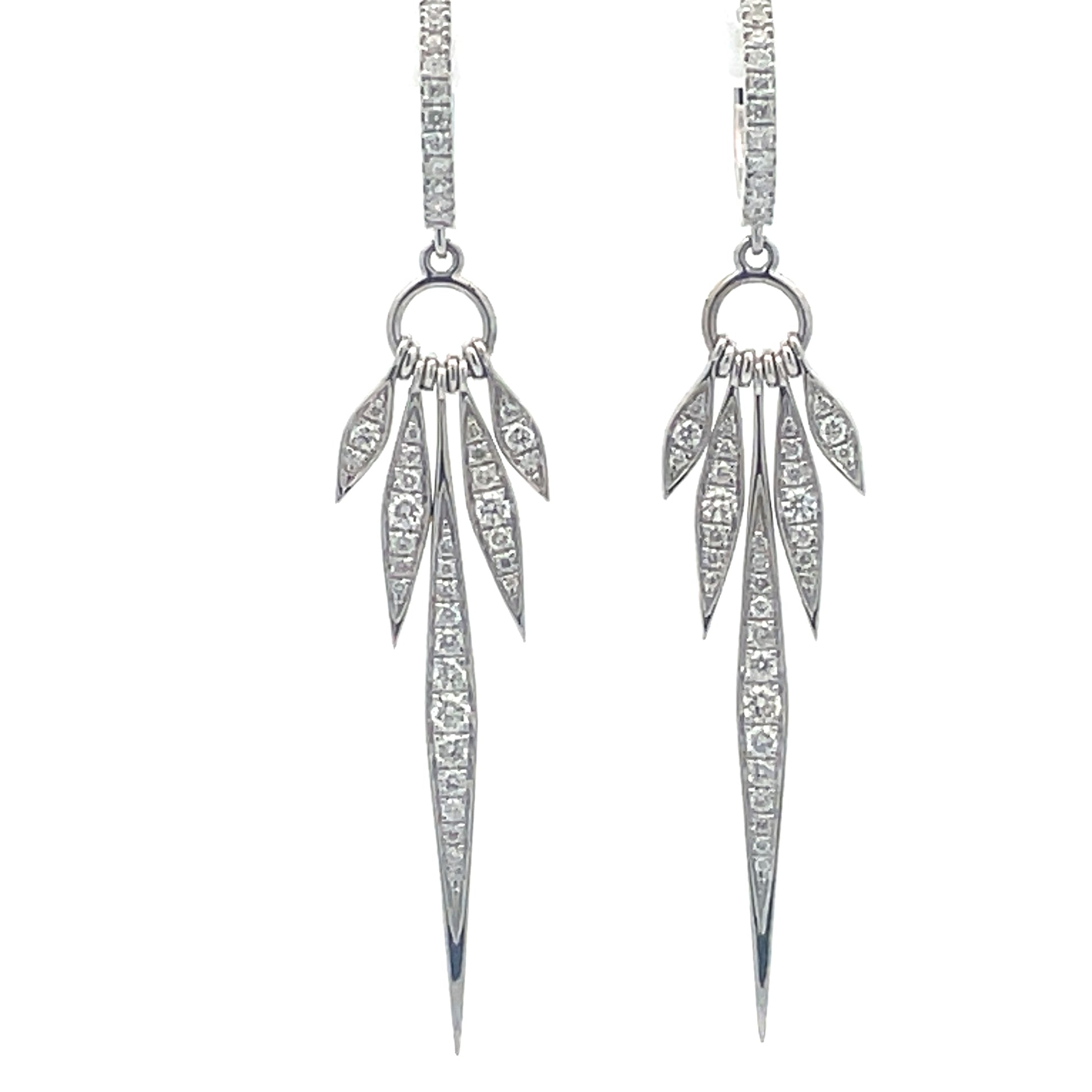 Five Spike Diamond Earrings Front view
