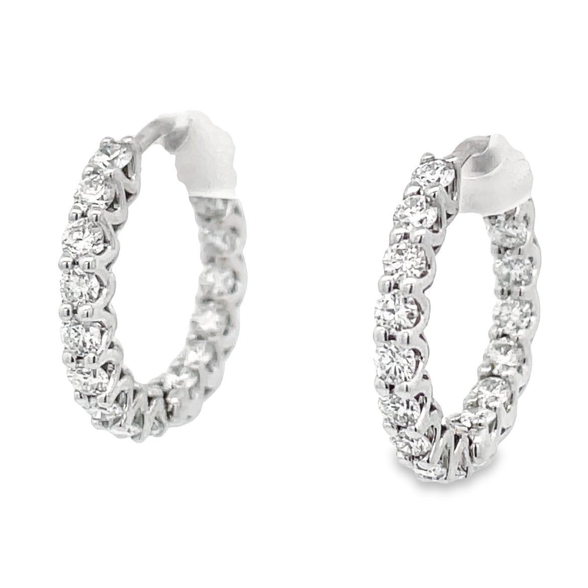 Inside-out Diamond Huggie Earrings  1.30 cts Side view 