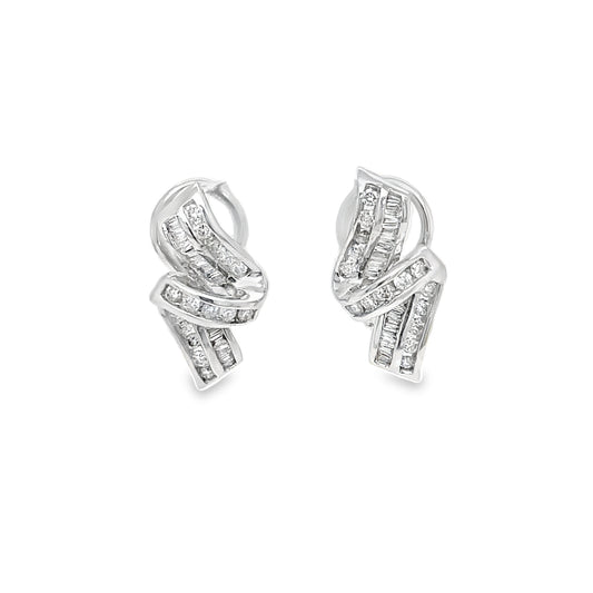 Twist Diamond Earrings 1.08 cts Front view