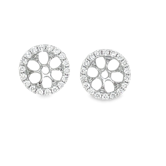 Front view of 18k Small Removable Round Diamond Jacket White Gold Earrings 0.19 cts