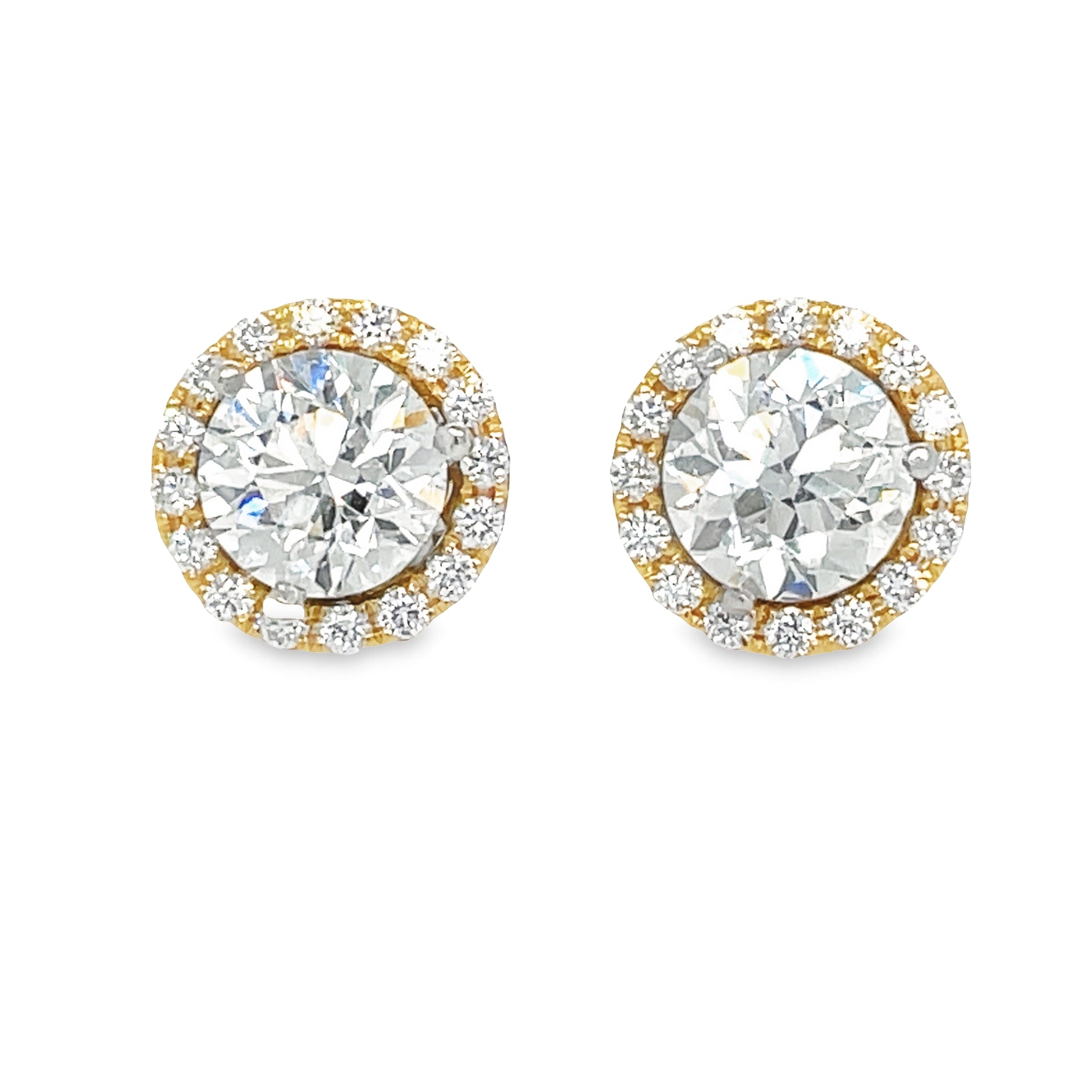 Medium Removable Round Diamond Jacket Earrings 0.34 cts Front view 