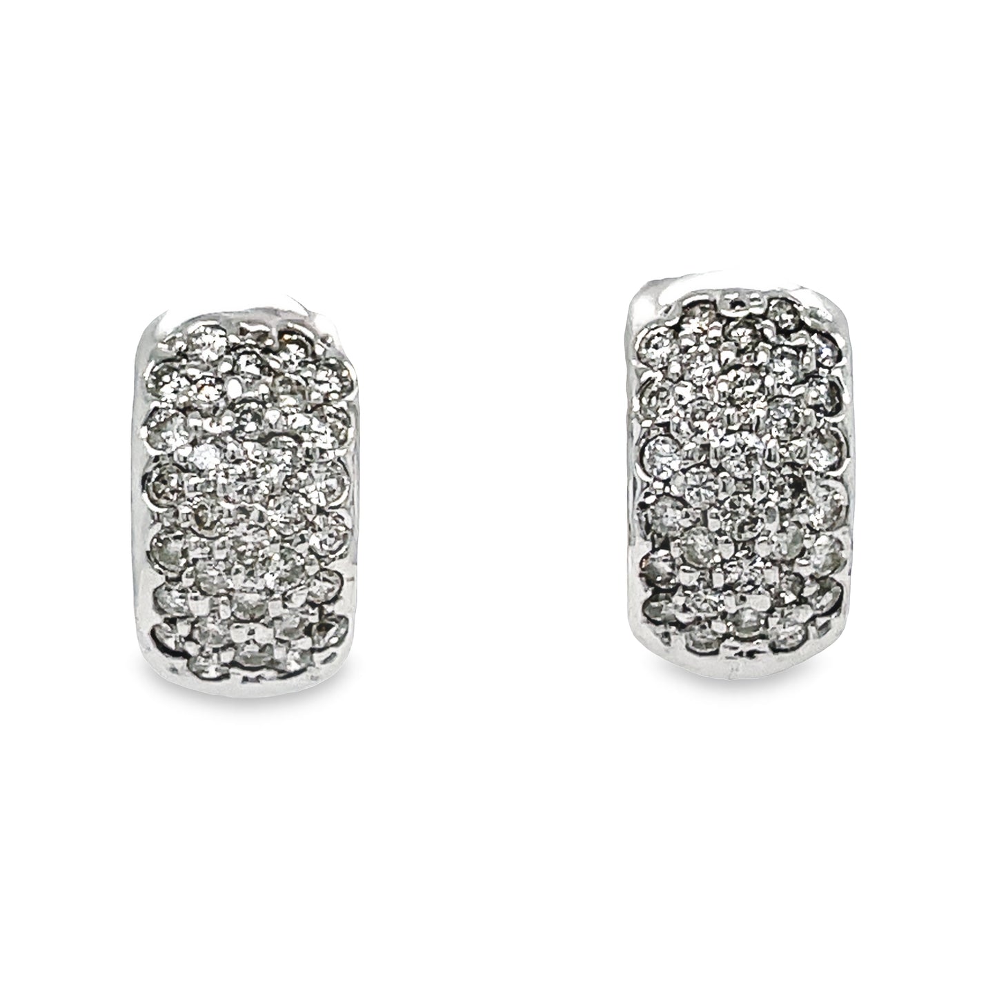 Pave Set Diamond Hoop Earrings Front view 