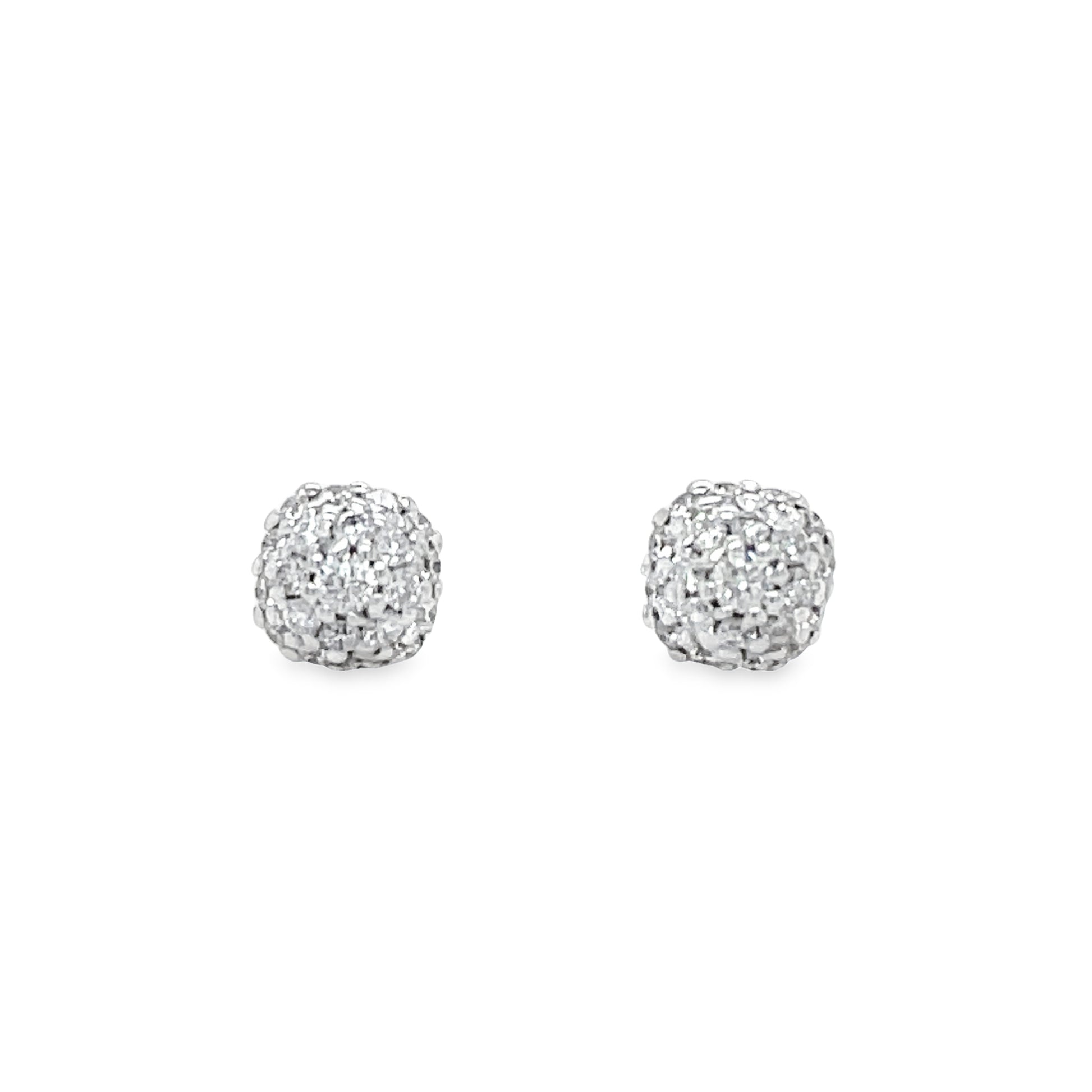 18k White Gold Diamond Stud Round Earrings 0.23 cts Front view 
