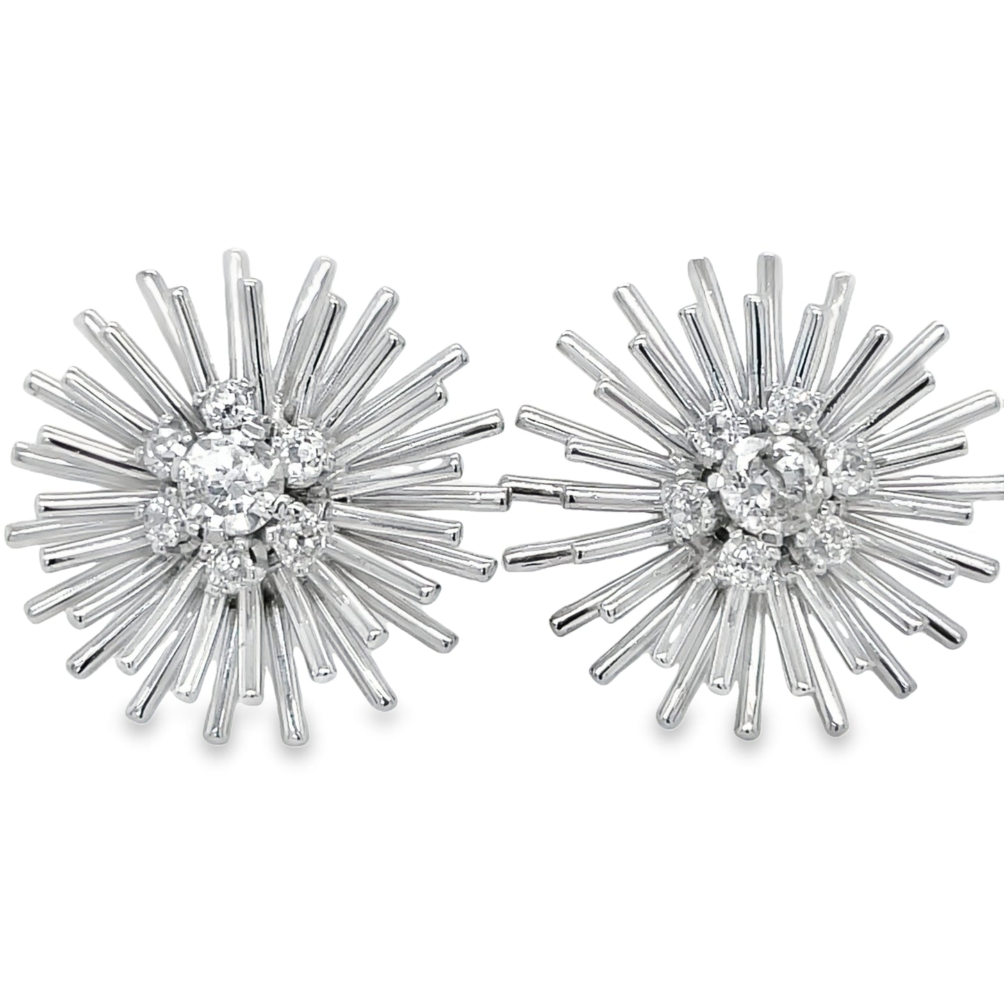 Diamond Sunburst Large Earrings Front view 