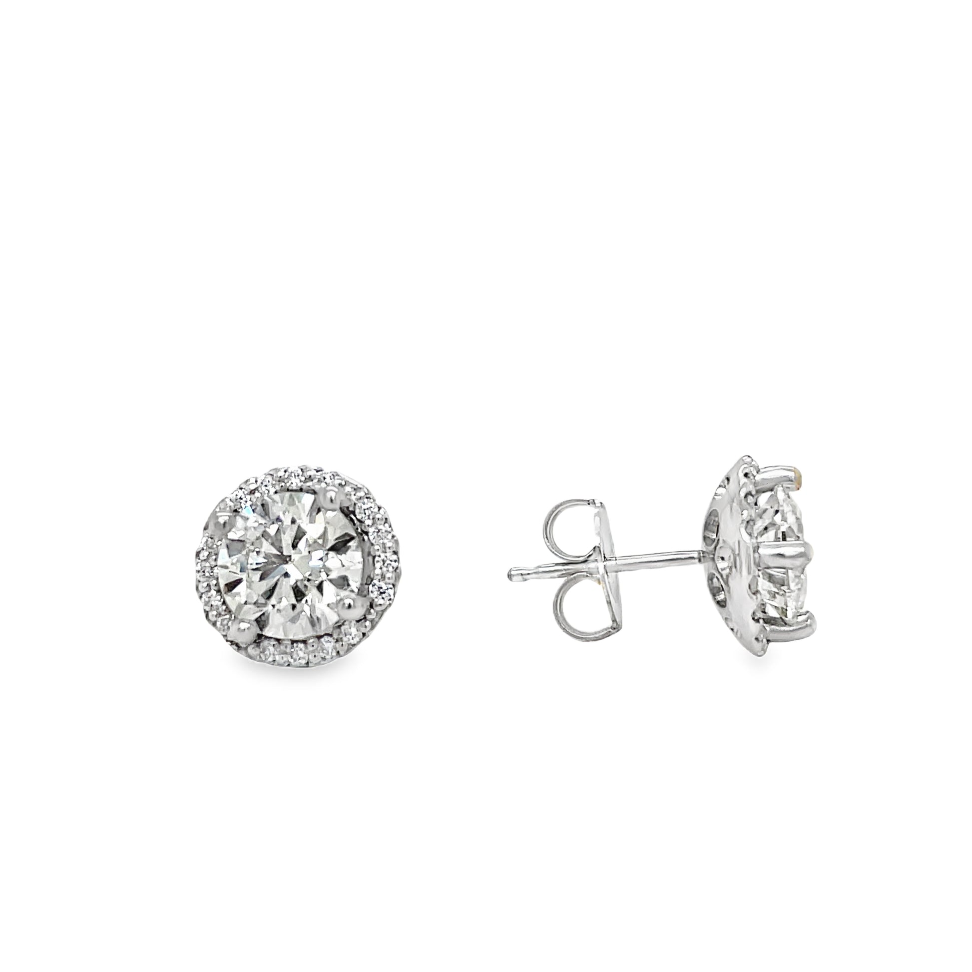 Diamond Studs with Diamond Jackets 2.09 cts White Gold Front and Side View