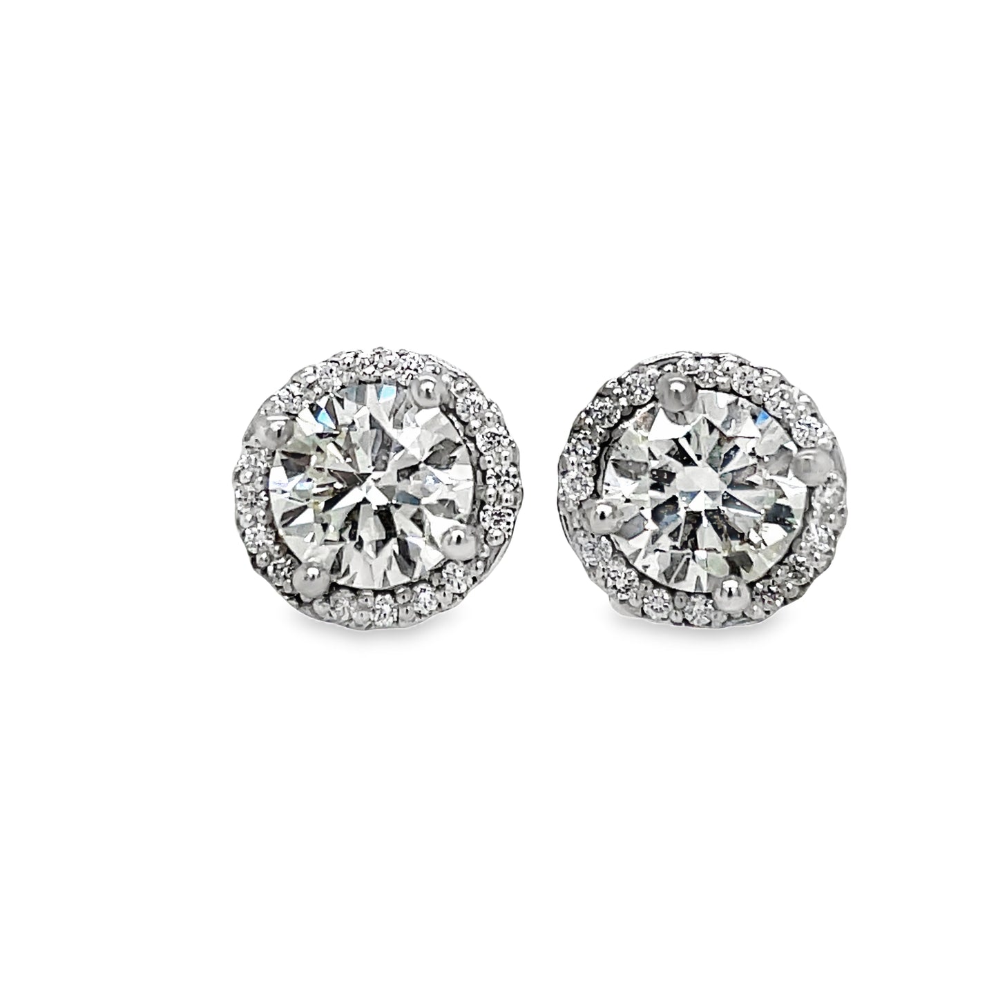 Diamond Studs with Diamond Jackets 2.09 cts White Gold Front view 