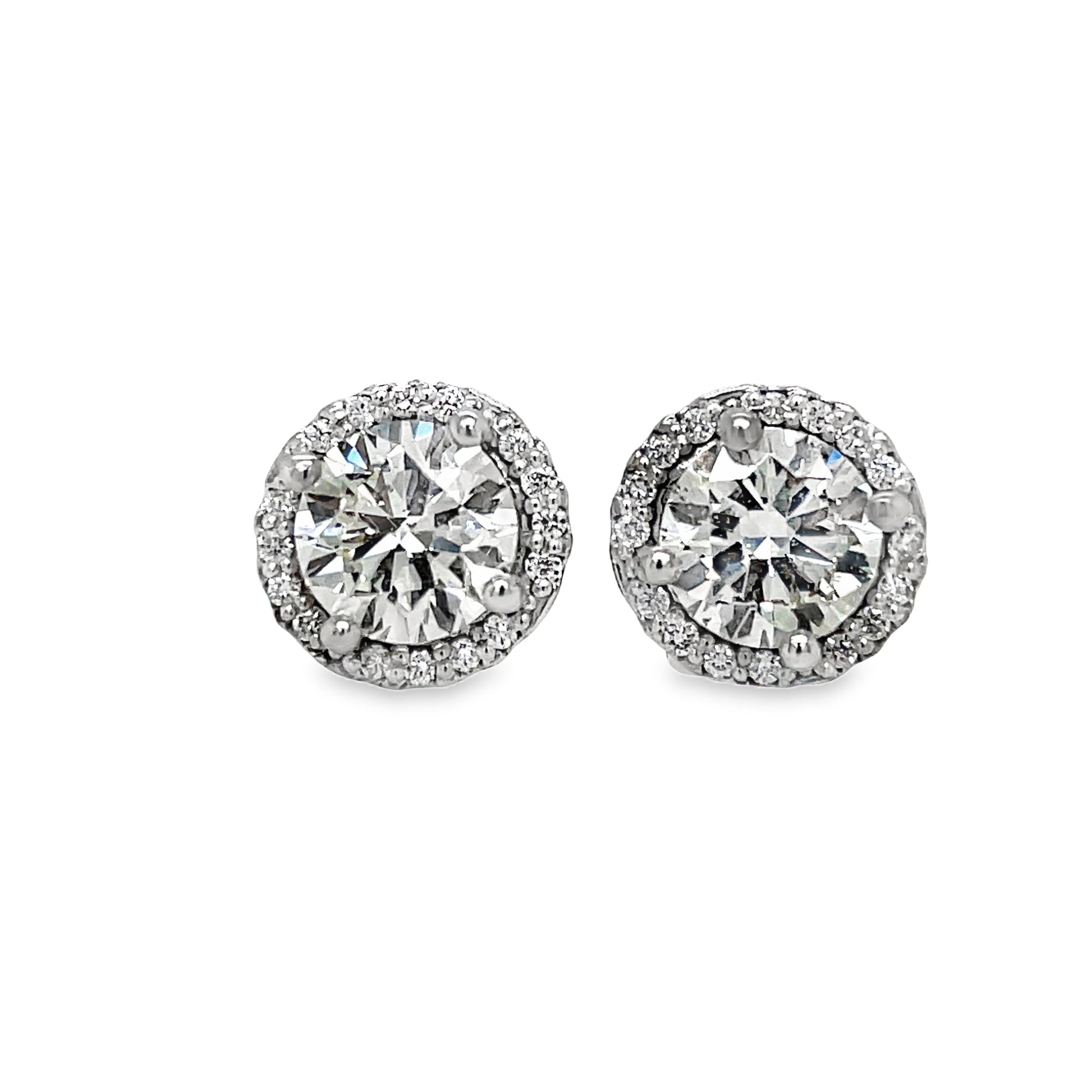 Diamond Studs with Diamond Jackets 2.09 cts White Gold Front view 