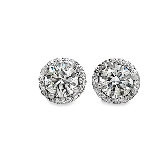 Diamond Studs with Diamond Jackets 2.09 cts White Gold Front view 