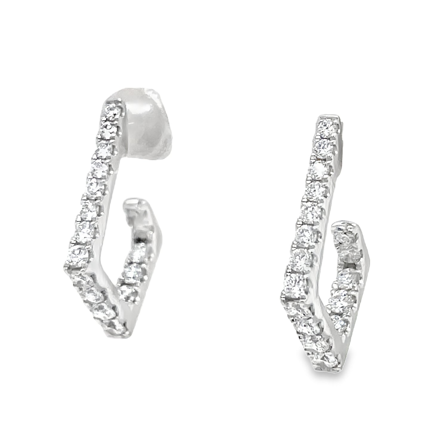 Diamond Geometric Hoop Earrings Side view 