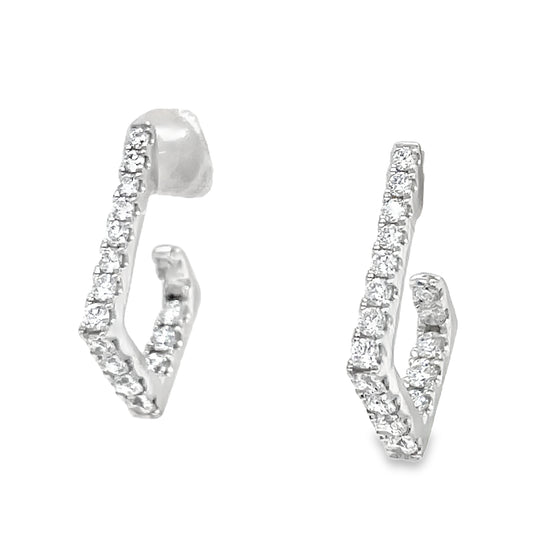 Diamond Geometric Hoop Earrings Side view 