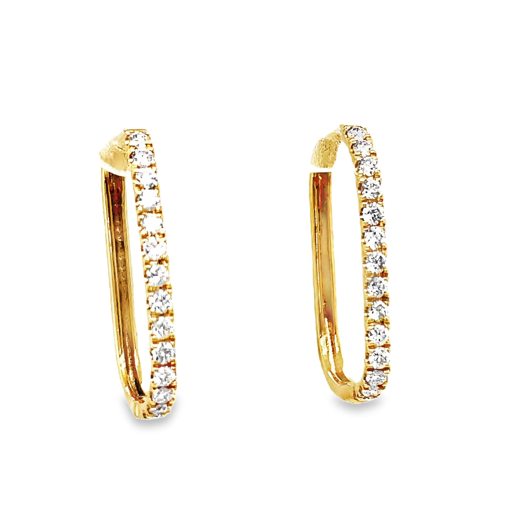 Square Diamond Yellow Hoop Earrings 0.48 cts Side view 