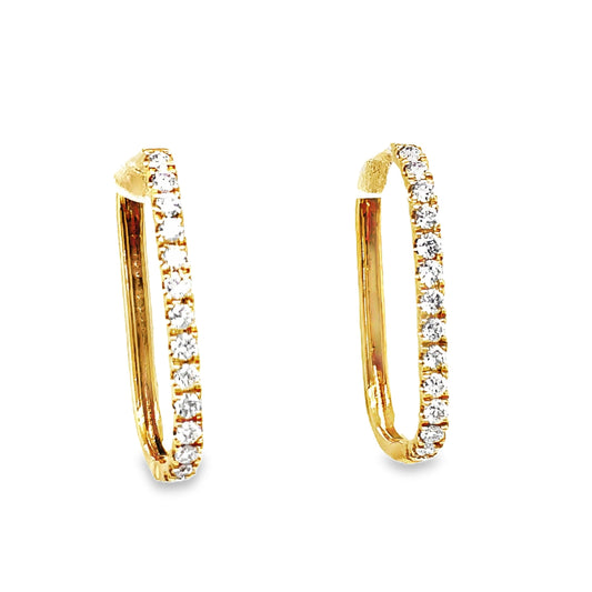 Square Diamond Yellow Hoop Earrings 0.48 cts Side view 