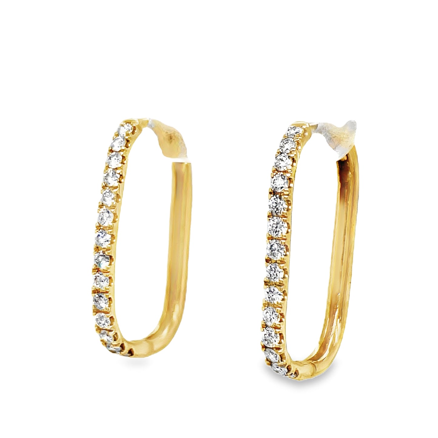 Square Diamond Yellow Hoop Earrings 0.48 cts Side view 