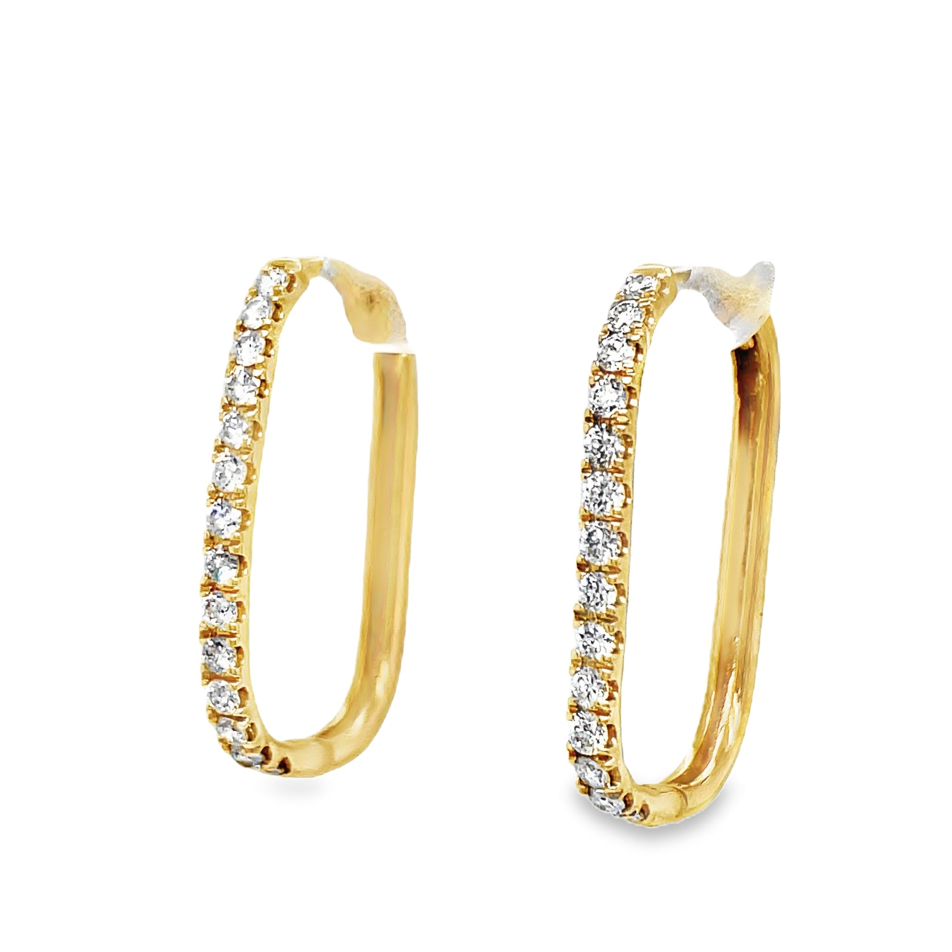 Square Diamond Yellow Hoop Earrings 0.48 cts Side view 