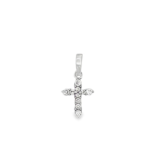 Font view of Tiny Diamond Cross Pendant Necklace 0.10 cts