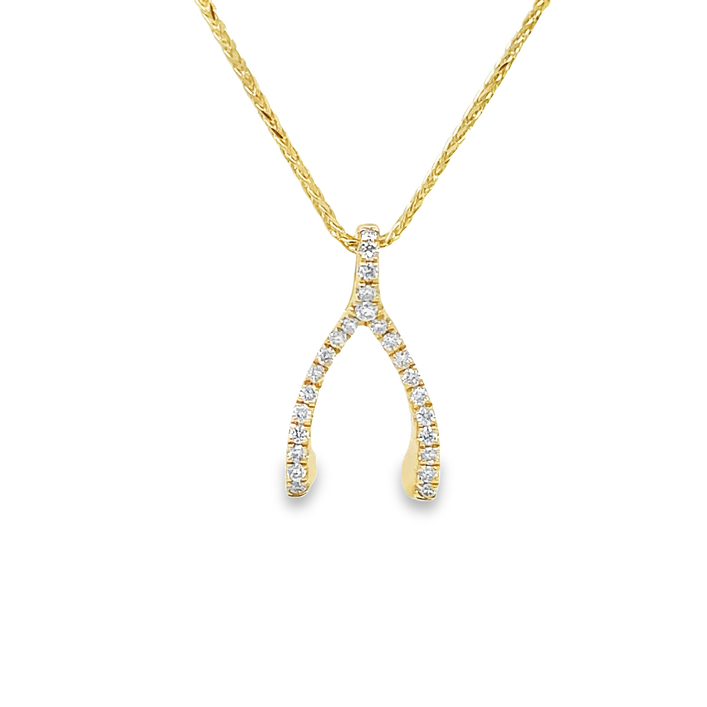 Diamond Wishbone Small Pendant Front view 
