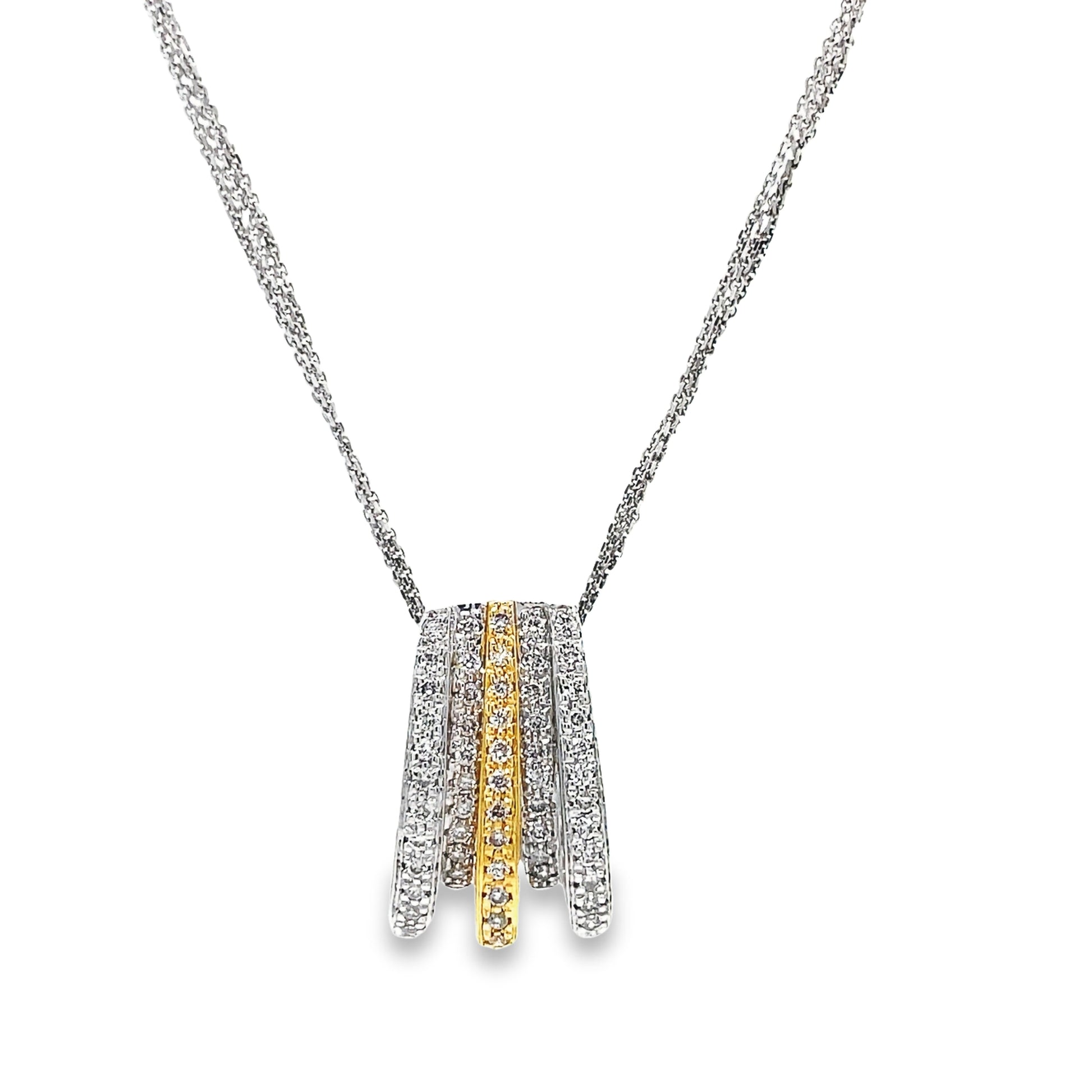 Two Tone Slider Diamond Pendant Necklace Front view