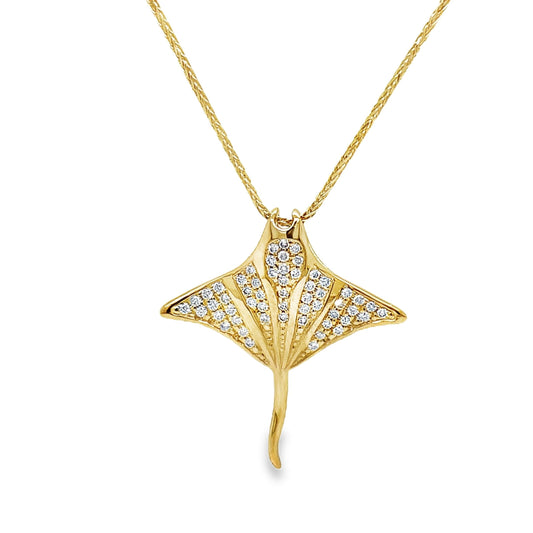 Diamond Stingray Pendant Necklace Front view 