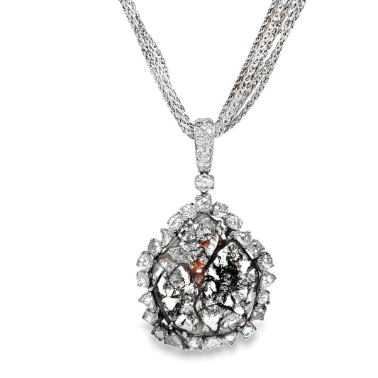 Diamond Slice Pendant with Rose Cut Diamonds Front View