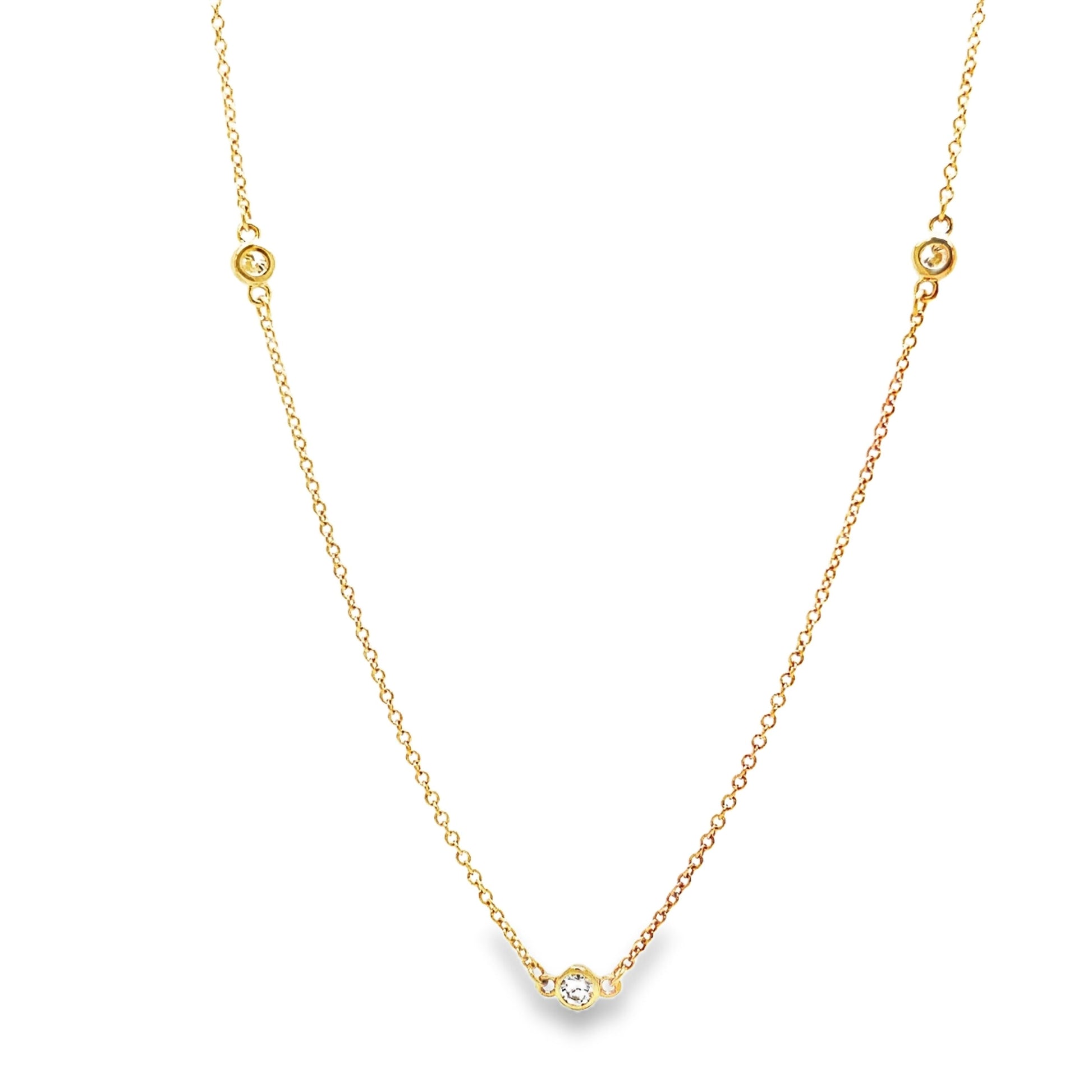 Diamond by the Yard Necklace Yellow Gold 0.25 cts Front view 