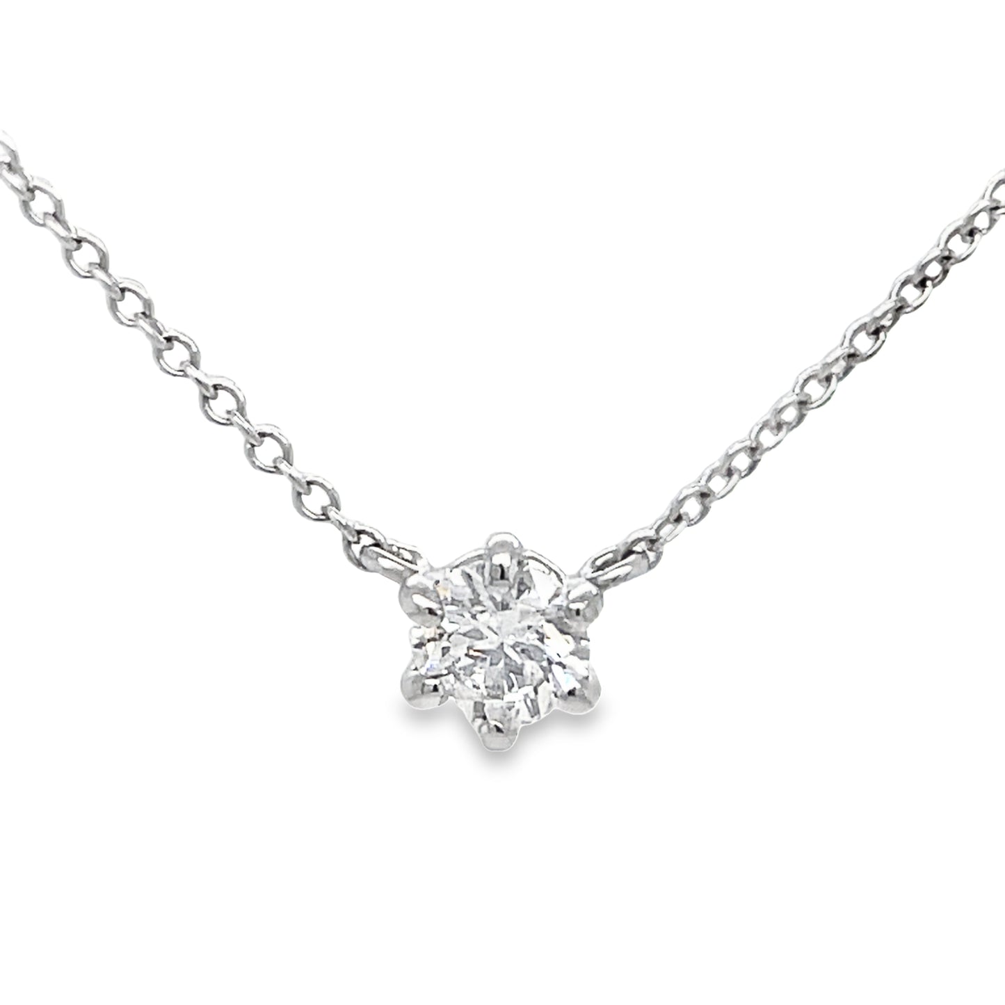 Small Solitaire Diamond Necklace Front view