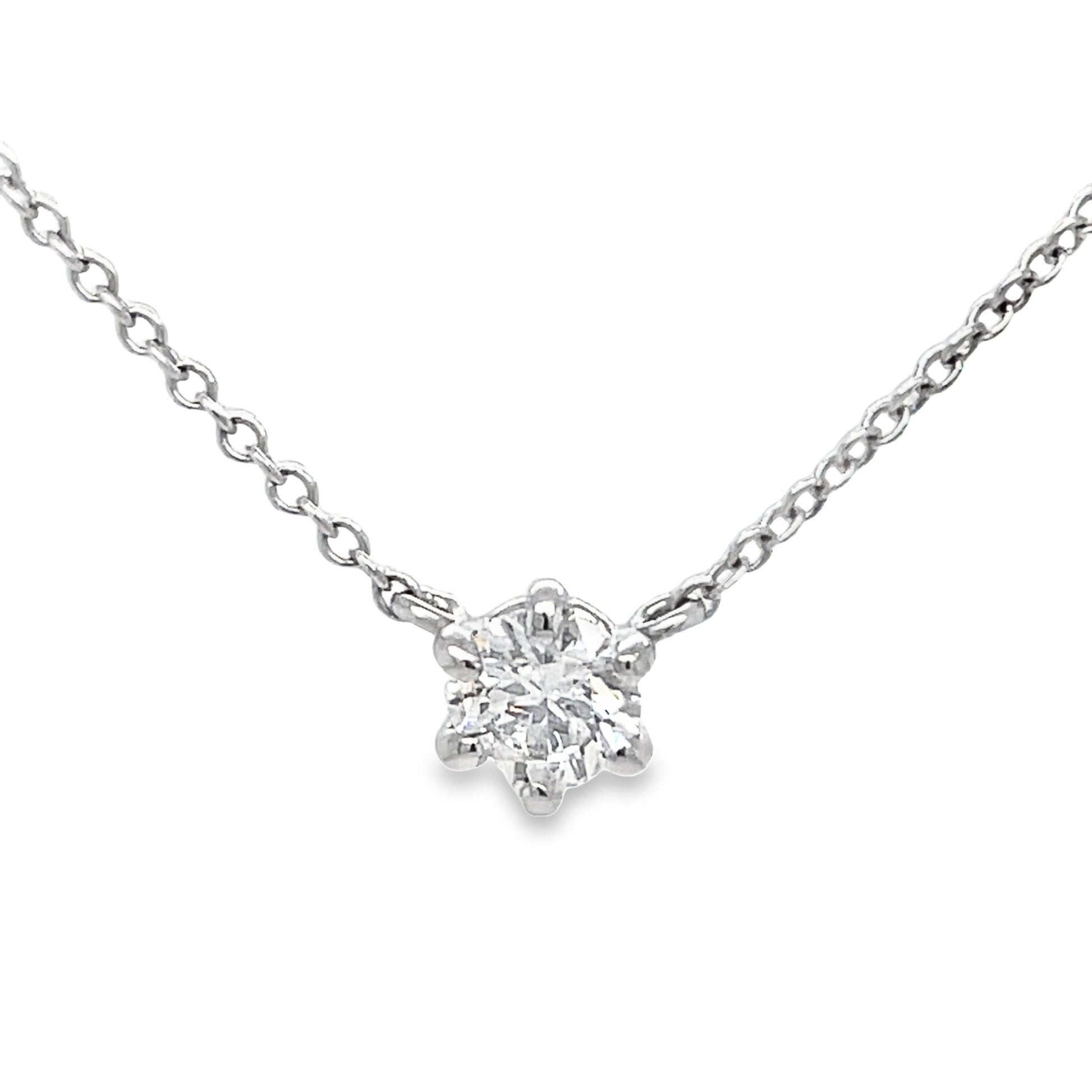 Small Solitaire Diamond Necklace Front view